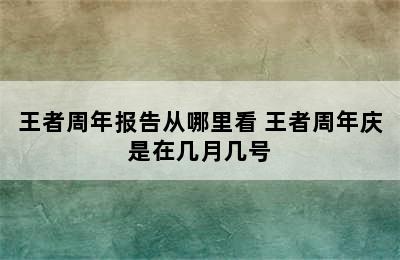 王者周年报告从哪里看 王者周年庆是在几月几号